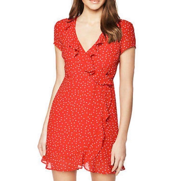 red polka dot bardot dress